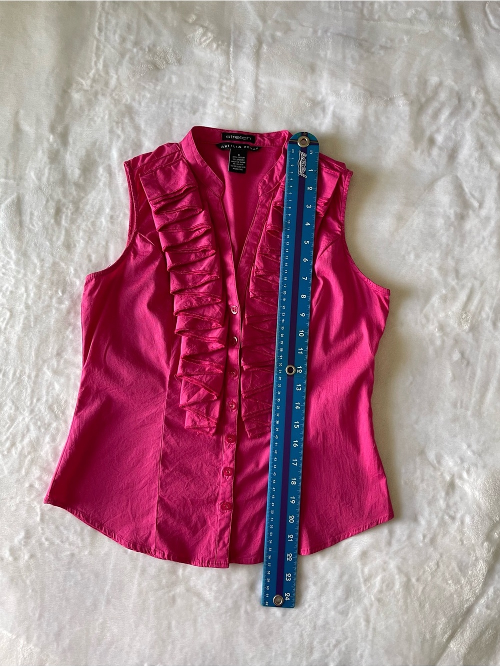 Antilia Femme Sleeveless Ruffle Front Blouse - Hot Pink - Picture 4 of 7